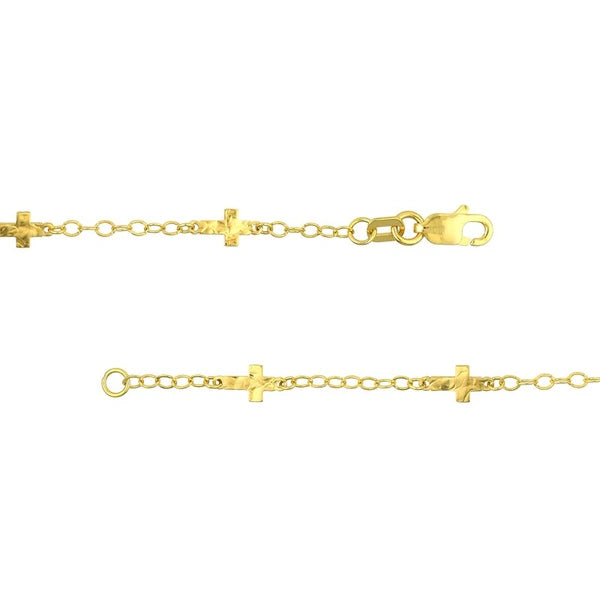 Mix Hammered Crosses Station Necklace