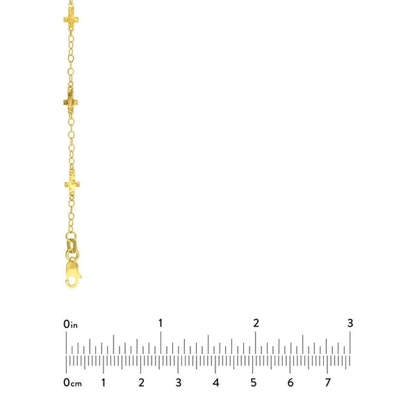 Mix Hammered Crosses Station Necklace