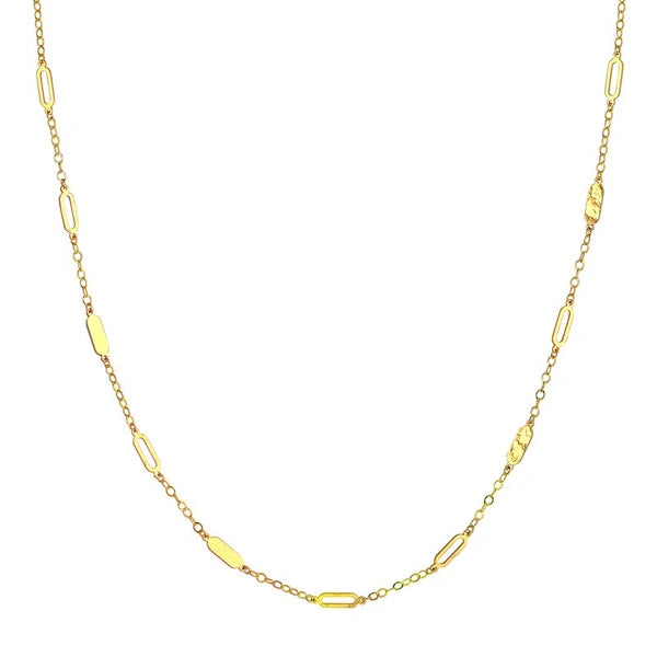 Mixed Oval Station Curb Chain Necklace