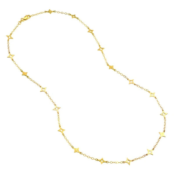Mixed Star Station Curb Chain Necklace