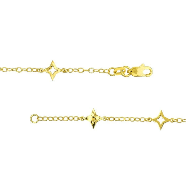 Mixed Star Station Curb Chain Necklace