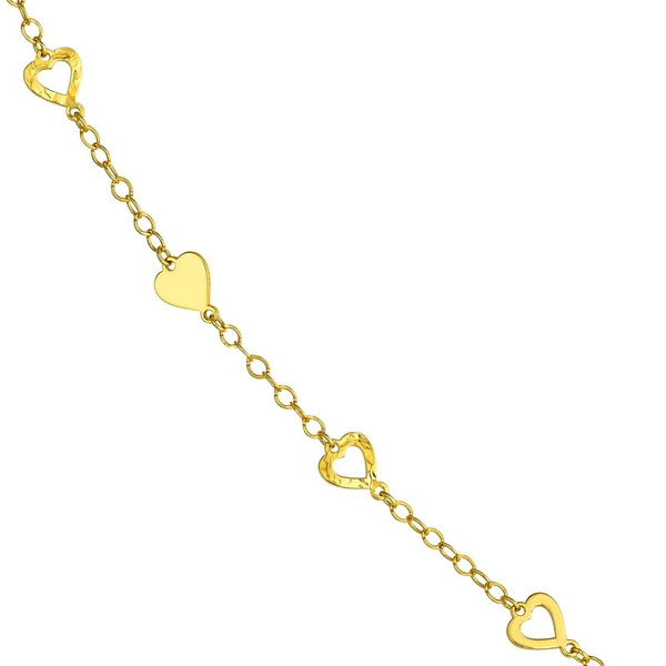 Mixed Hearts Station Curb Chain Necklace