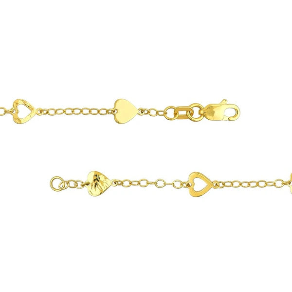 Mixed Hearts Station Curb Chain Necklace