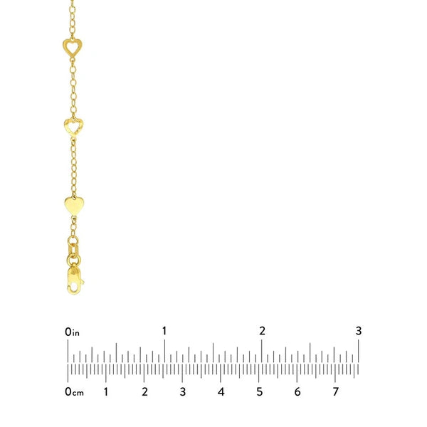 Mixed Hearts Station Curb Chain Necklace