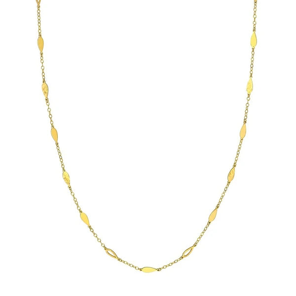 Mix Tear Drop Station Double Curb Necklace
