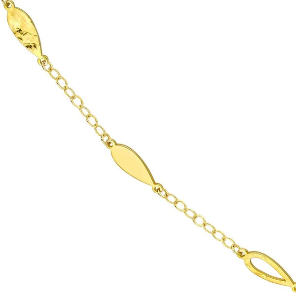 Mix Tear Drop Station Double Curb Necklace