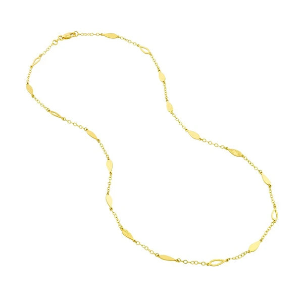 Mix Tear Drop Station Double Curb Necklace
