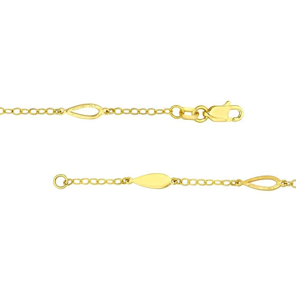 Mix Tear Drop Station Double Curb Necklace