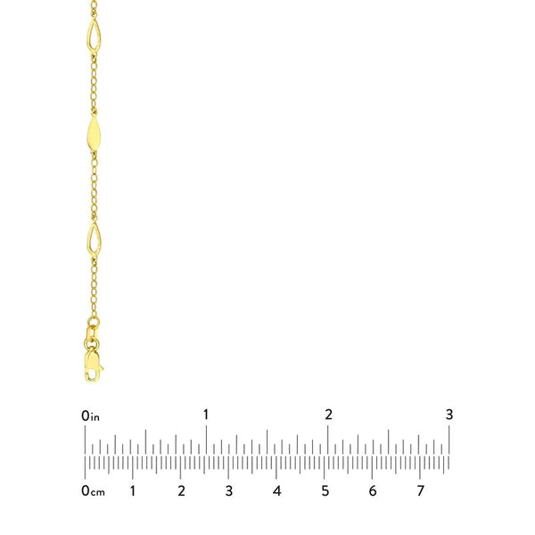Mix Tear Drop Station Double Curb Necklace