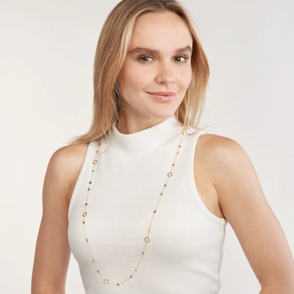 Long and Lovely Mix Hexagon Station Necklace