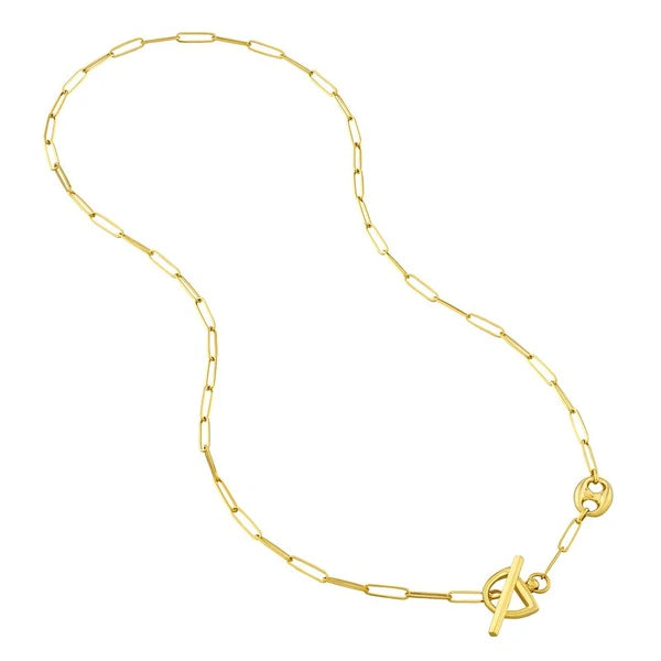 Paper Clip Puff Mariner Toggle Necklace