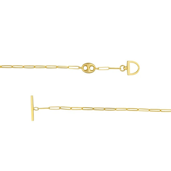 Paper Clip Puff Mariner Toggle Necklace