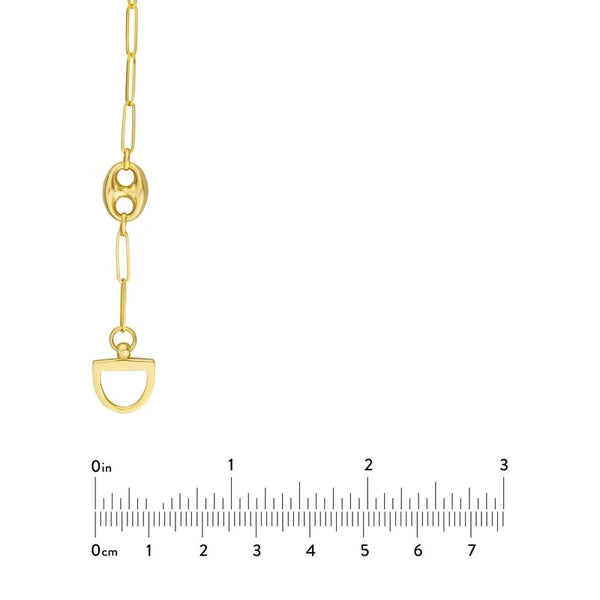 Paper Clip Puff Mariner Toggle Necklace