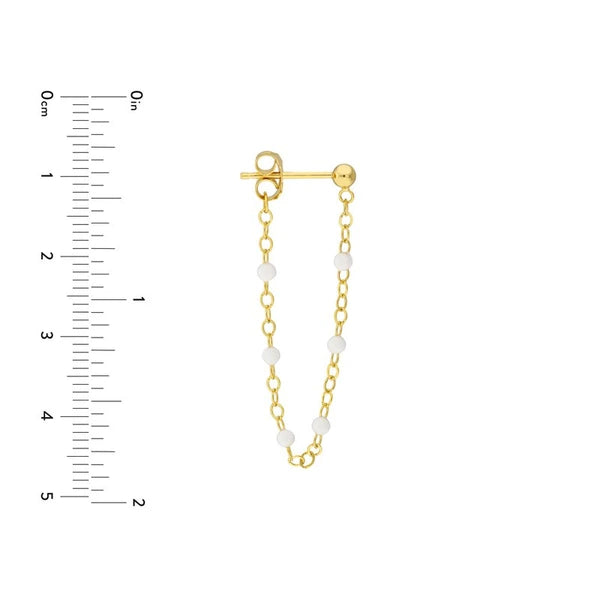 Front to Back 6 Beads White EN/Amel Earrings