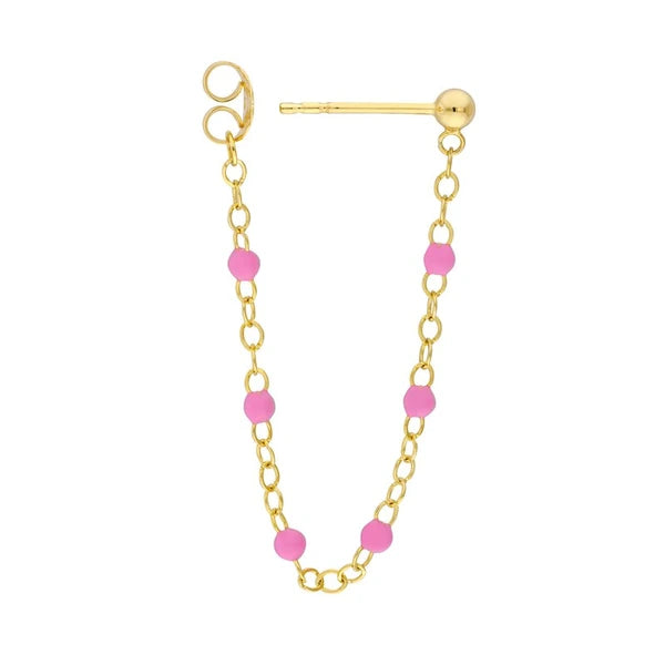 6 Beads Lt.Pink EN/Amel Front to Back Earrings