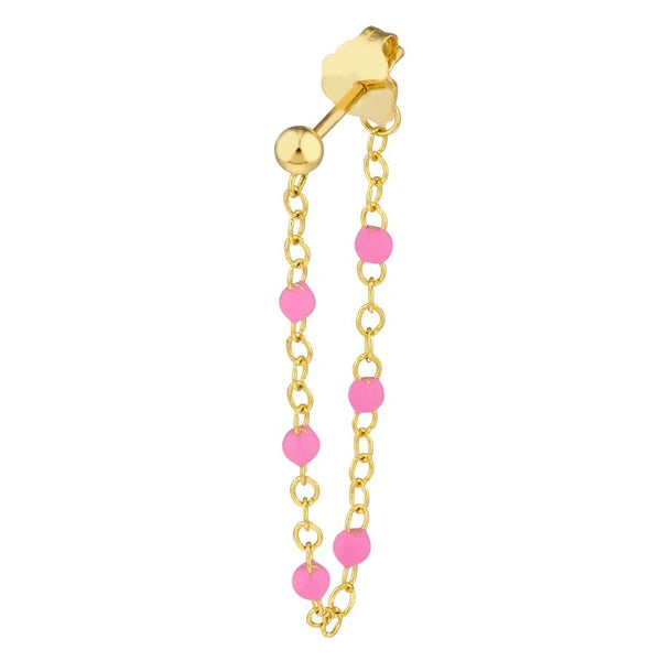 6 Beads Lt.Pink EN/Amel Front to Back Earrings