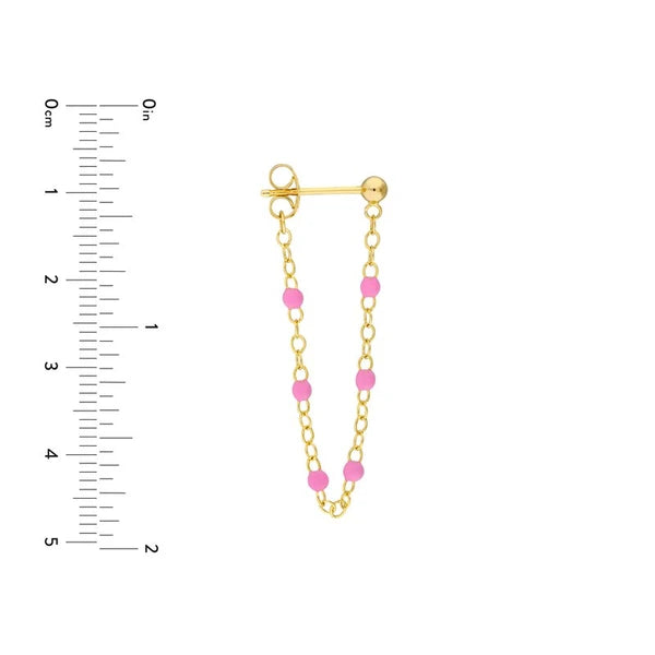 6 Beads Lt.Pink EN/Amel Front to Back Earrings