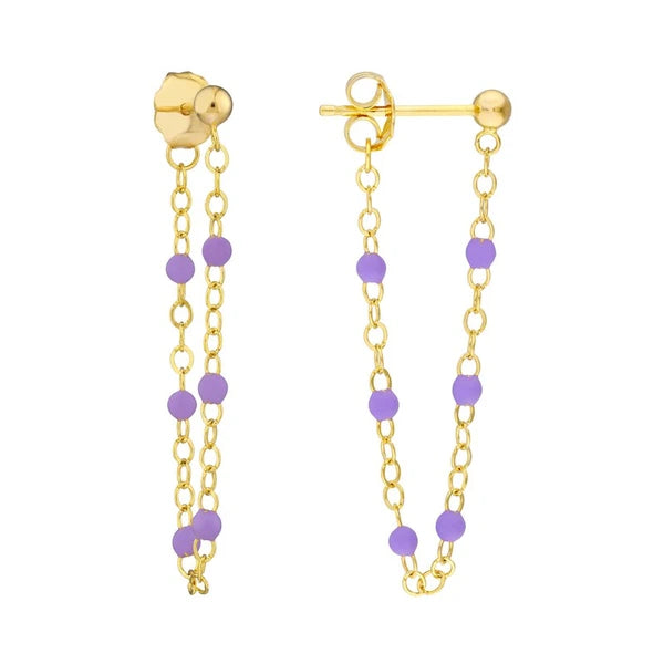 6 Beads Lilac EN/Amel Front to Back Earrings