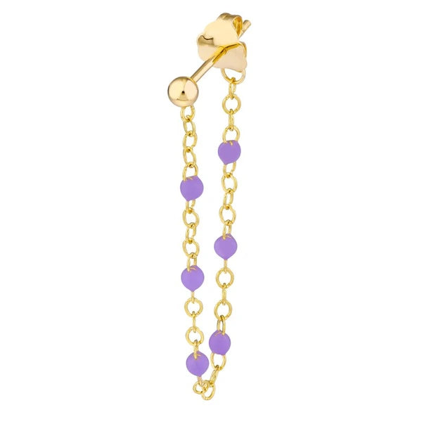 6 Beads Lilac EN/Amel Front to Back Earrings