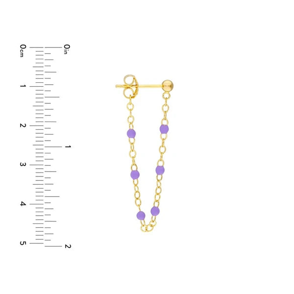 6 Beads Lilac EN/Amel Front to Back Earrings