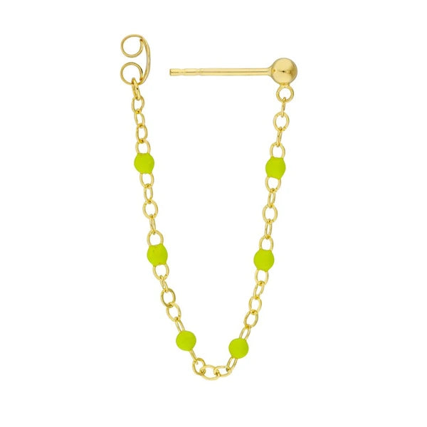6 Beads Green EN/Amel Front to Back Earrings