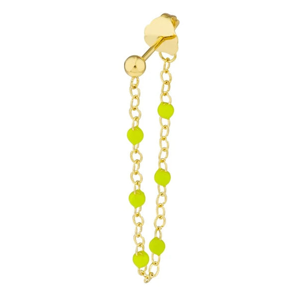 6 Beads Green EN/Amel Front to Back Earrings