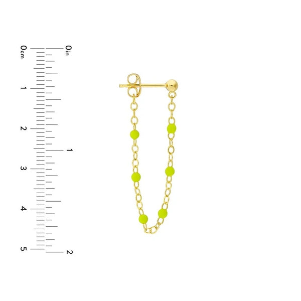 6 Beads Green EN/Amel Front to Back Earrings