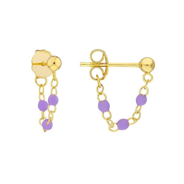 3 Beads Lilac EN/Amel Front to Back Earrings