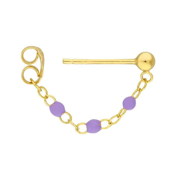 3 Beads Lilac EN/Amel Front to Back Earrings