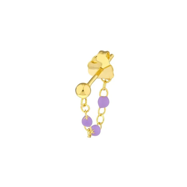 3 Beads Lilac EN/Amel Front to Back Earrings