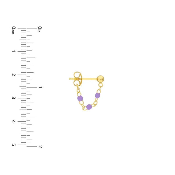 3 Beads Lilac EN/Amel Front to Back Earrings