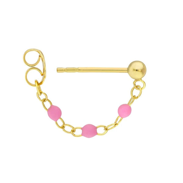 3 Beads Lt.Pink EN/Amel Front to Back Earrings
