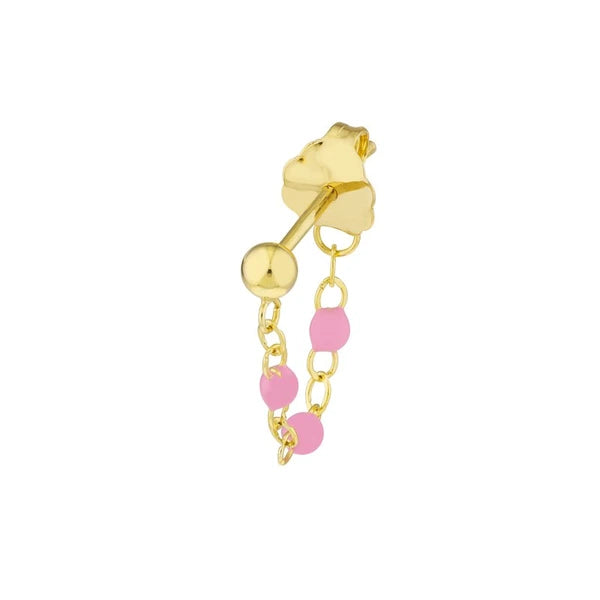 3 Beads Lt.Pink EN/Amel Front to Back Earrings