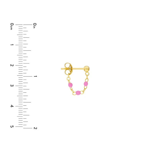 3 Beads Lt.Pink EN/Amel Front to Back Earrings