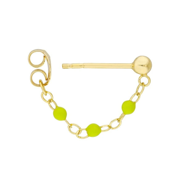 3 Beads Green EN/Amel Front to Back Earrings