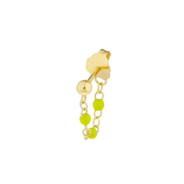 3 Beads Green EN/Amel Front to Back Earrings