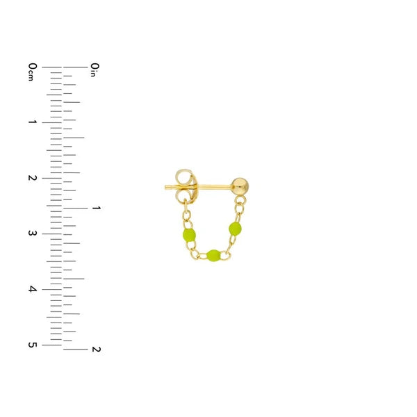 3 Beads Green EN/Amel Front to Back Earrings