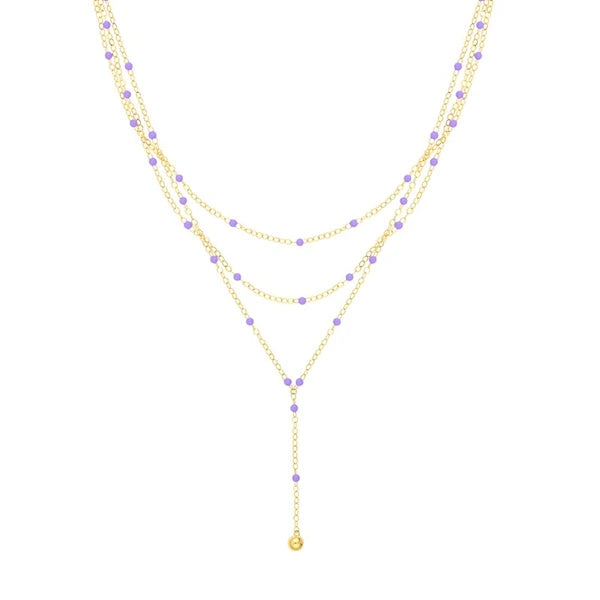 Lilac EN/Amel Layered Lariat Necklace