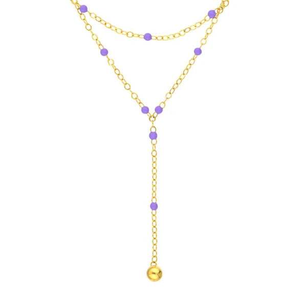 Lilac EN/Amel Layered Lariat Necklace