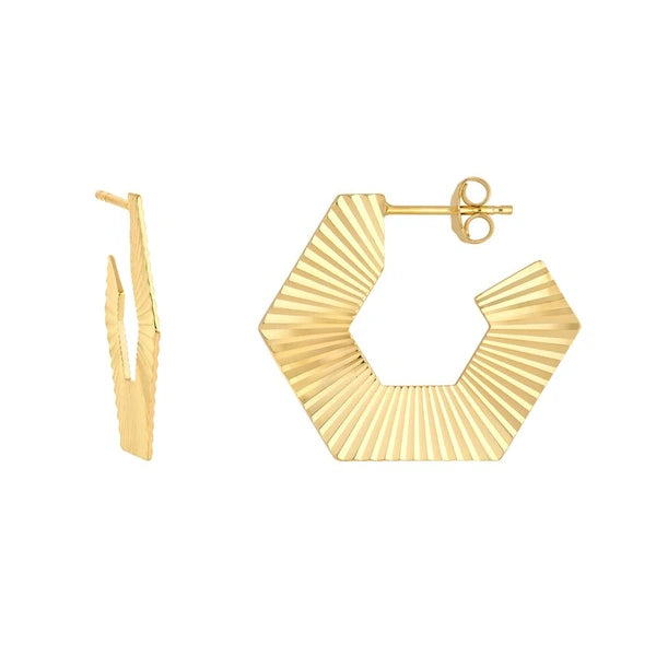 Hexagon Radiant J Hoop Earrings