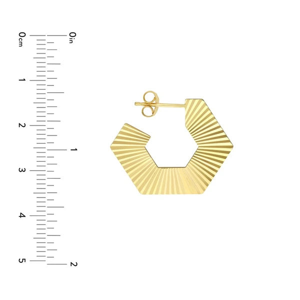 Hexagon Radiant J Hoop Earrings