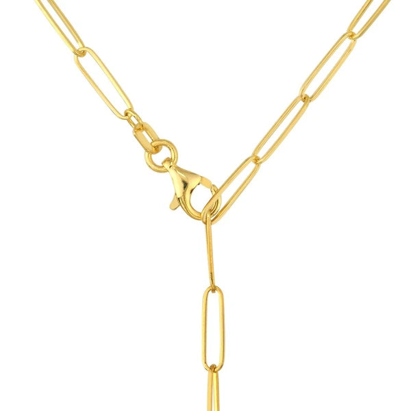 Textured Puff Heart Paper Clip Lariat Necklace