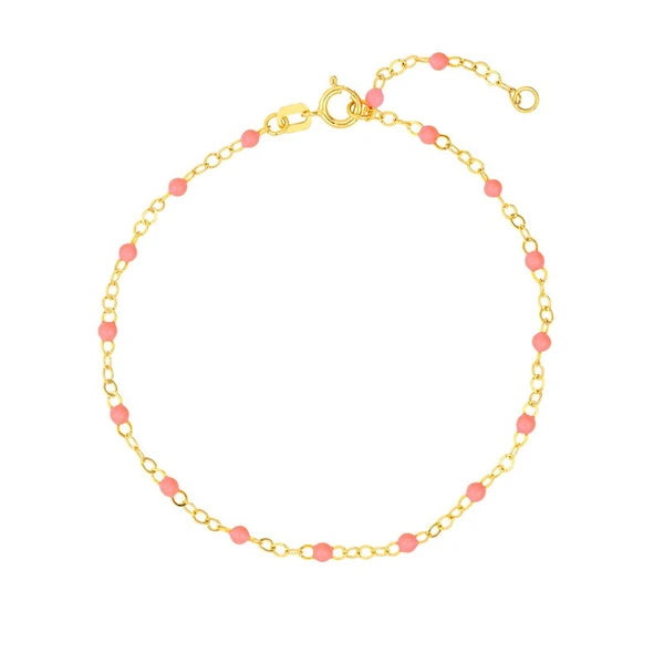 Baby Pink EN/Amel Bead Piatto Chain