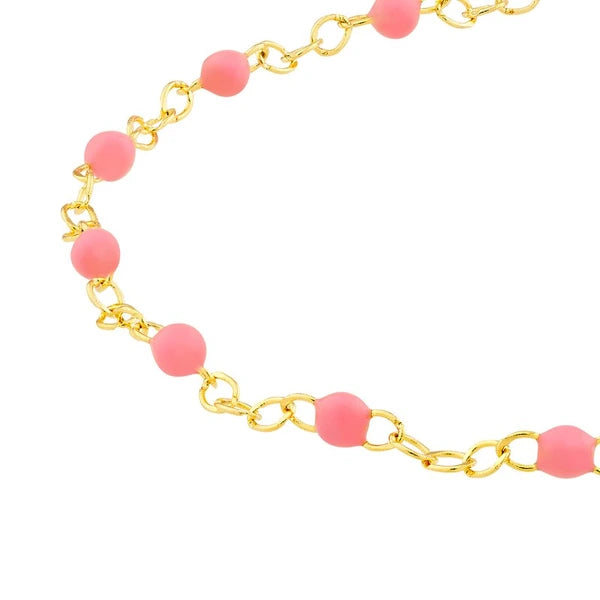 Baby Pink EN/Amel Bead Piatto Chain