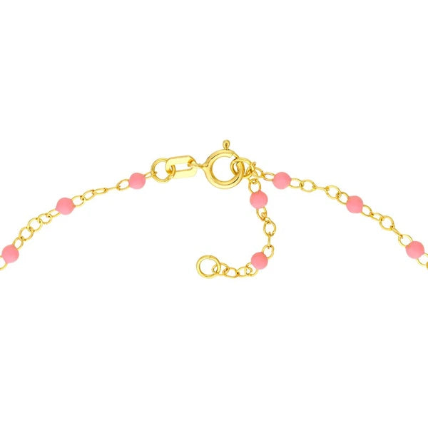 Baby Pink EN/Amel Bead Piatto Chain