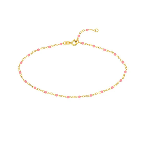 Baby Pink EN/Amel Bead Piatto Chain