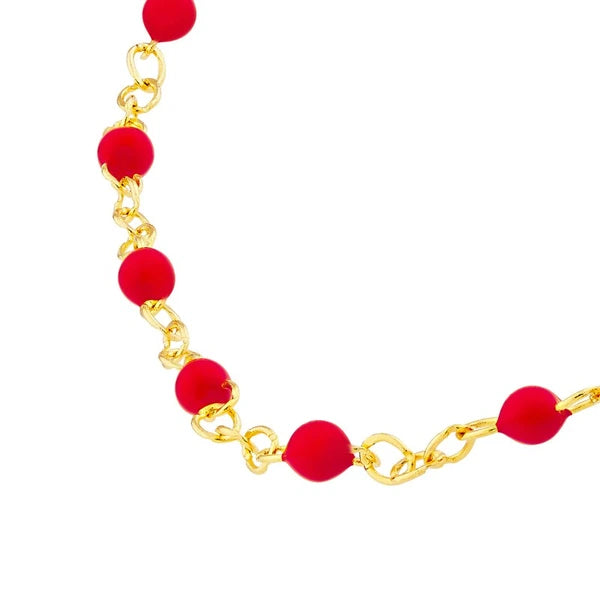 Red EN/Amel Bead Piatto Chain