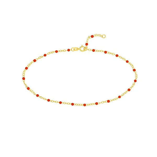 Red EN/Amel Bead Piatto Chain