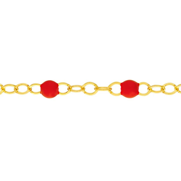 Red EN/Amel Bead Piatto Chain