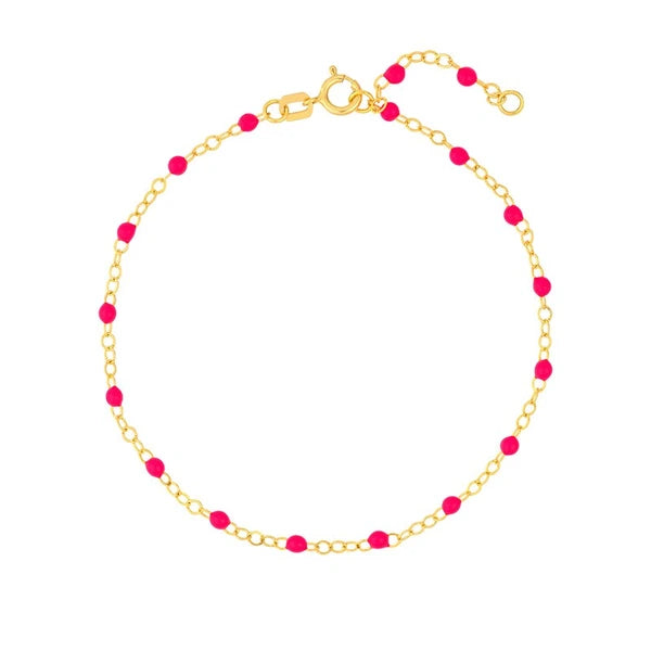 Neon Pink EN/Amel Bead Piatto Chain